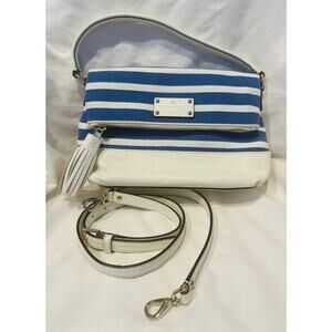 Kate Spade Maria Southport Ave Blue & White Striped Crossbody Bag beach resort
